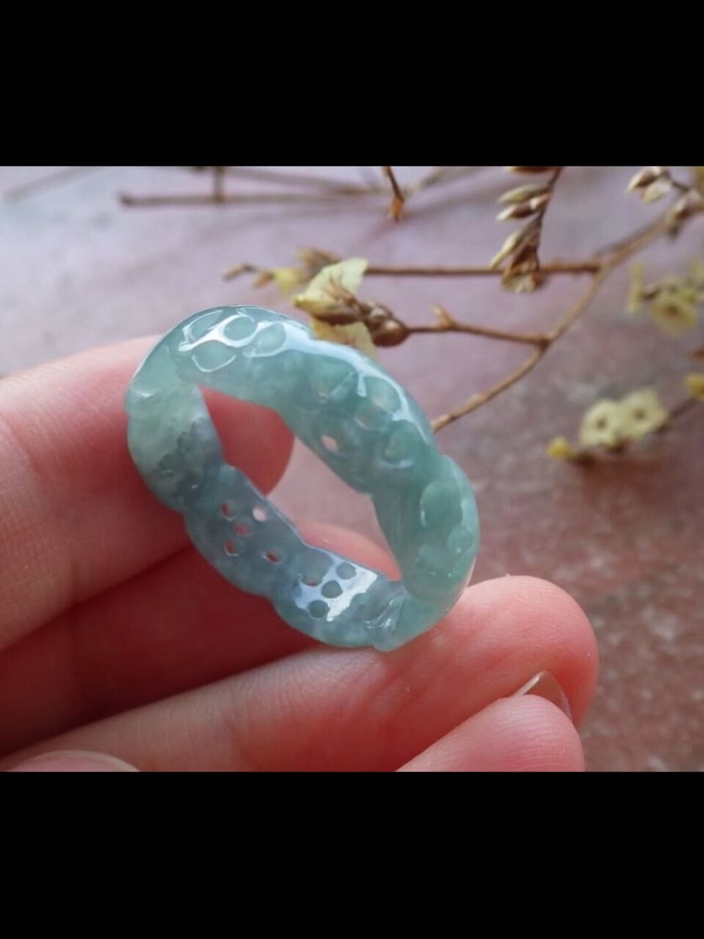 Certificate jadeite jade green money good fortune happiness coin ring size8.75